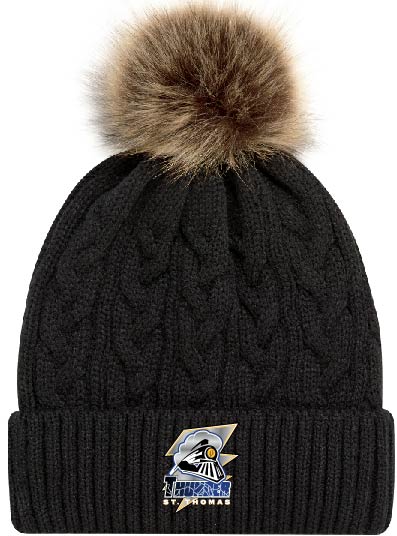 STT Cable Toque with Faux Fur Pom