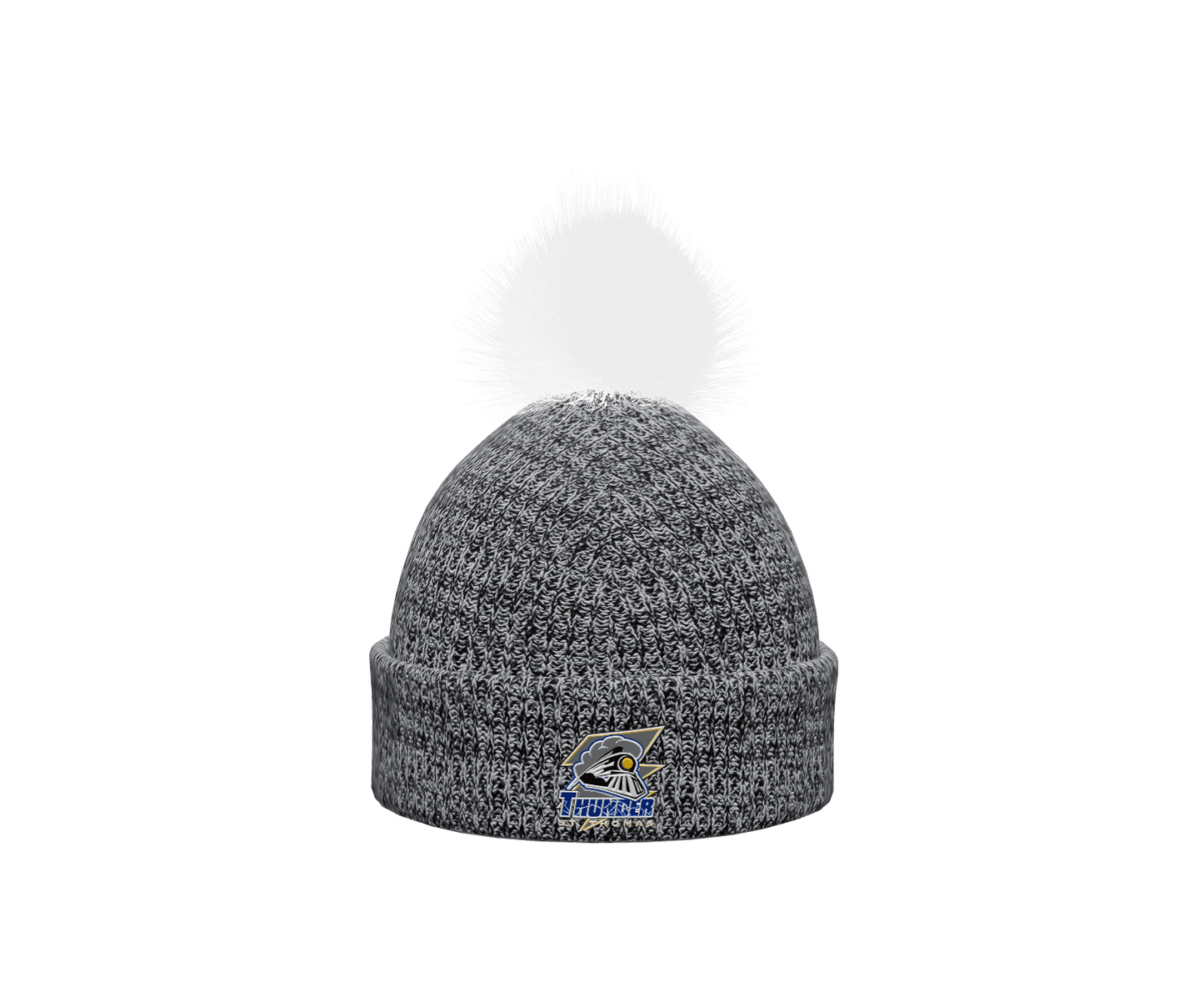 STT Knit Toque with White Faux Fur Pom
